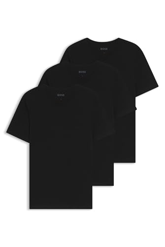 Preto (Black) Cor Kit 3 Camisetas Masculinas Gola Careca Logo Discreto