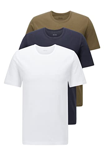 Blue/White/Green Cor Kit 3 Camisetas Masculinas Gola Careca Logo Discreto