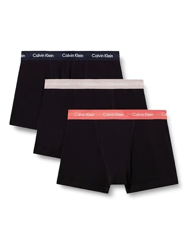 Marrom (Preto na linha da costa Wb/ Preto W Fresh) Cor Cueca Boxer Masculina Pack 3 Trunks Em Algodão Elástico