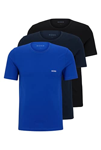 Azul Aberto. Cor Kit 3 Camisetas Masculinas Gola Careca Logo Discreto