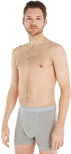 Cinza (Mescla cinza) Cor Cueca Boxer Masculina Pack 3 Trunks Em Algodão Elástico