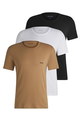 Multicolorido (Três Cores) Cor Kit 3 Camisetas Masculinas Gola Careca Logo Discreto
