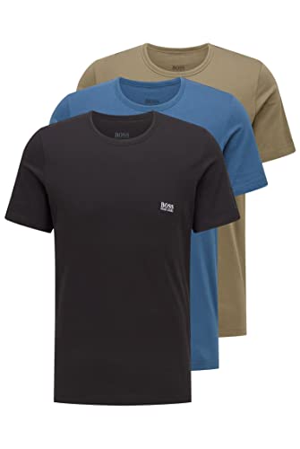 Black/Blue/Light Blue Cor Kit 3 Camisetas Masculinas Gola Careca Logo Discreto