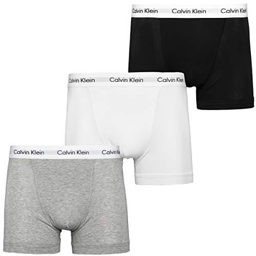 Branco/Cinza/Preto Cor Cueca Boxer Masculina Pack 3 Trunks Em Algodão Elástico