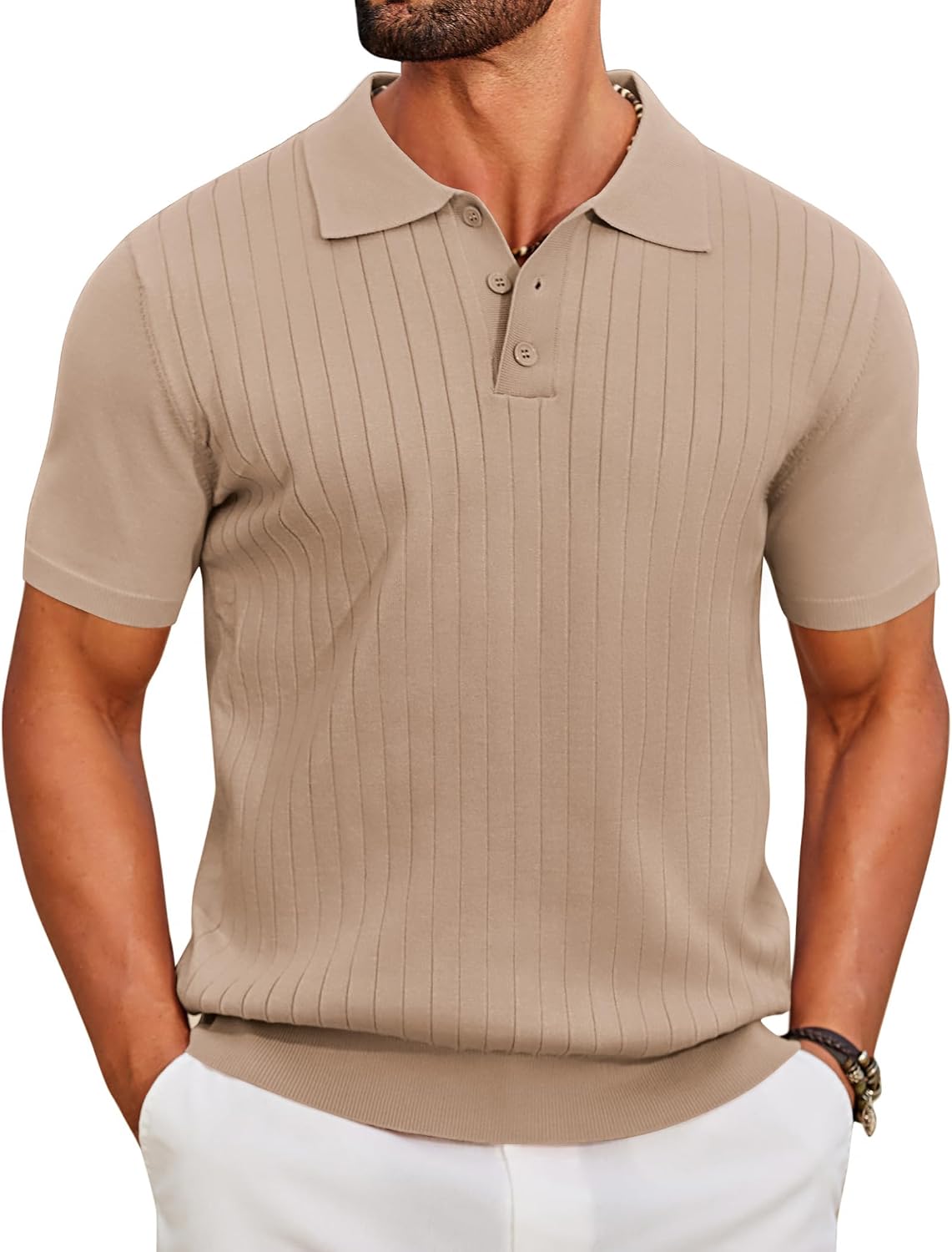 Camisa Polo Masculina de Malha Manga Curta Casual