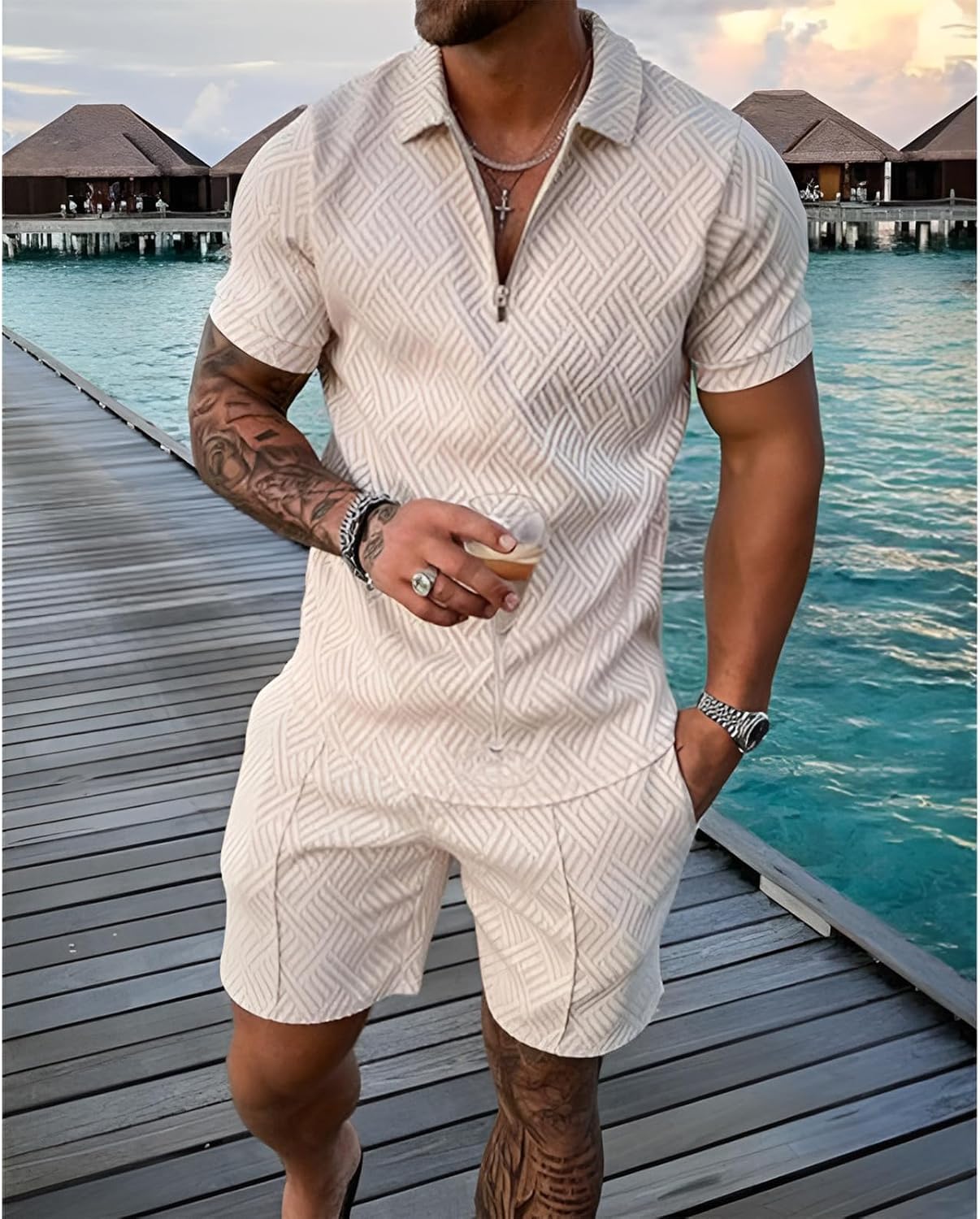 Conjunto Esportivo Masculino com Zíper Camiseta e Short