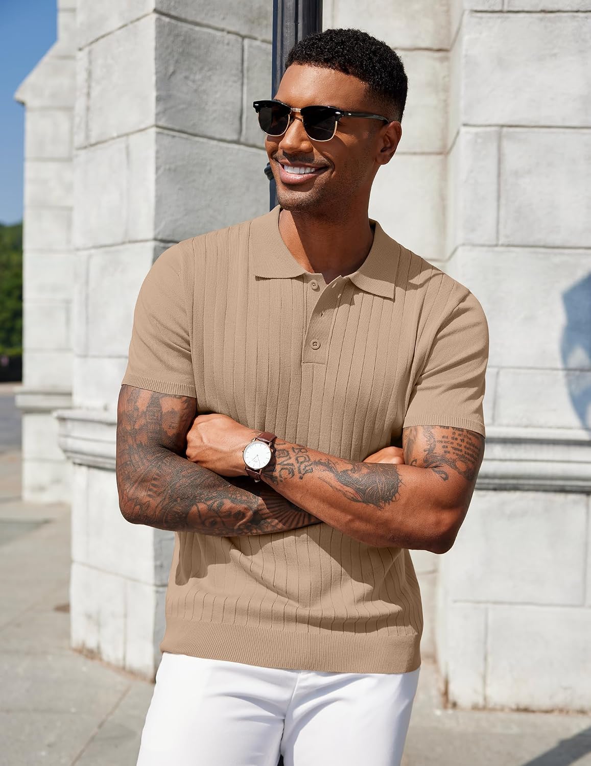 Camisa Polo Masculina de Malha Manga Curta Casual
