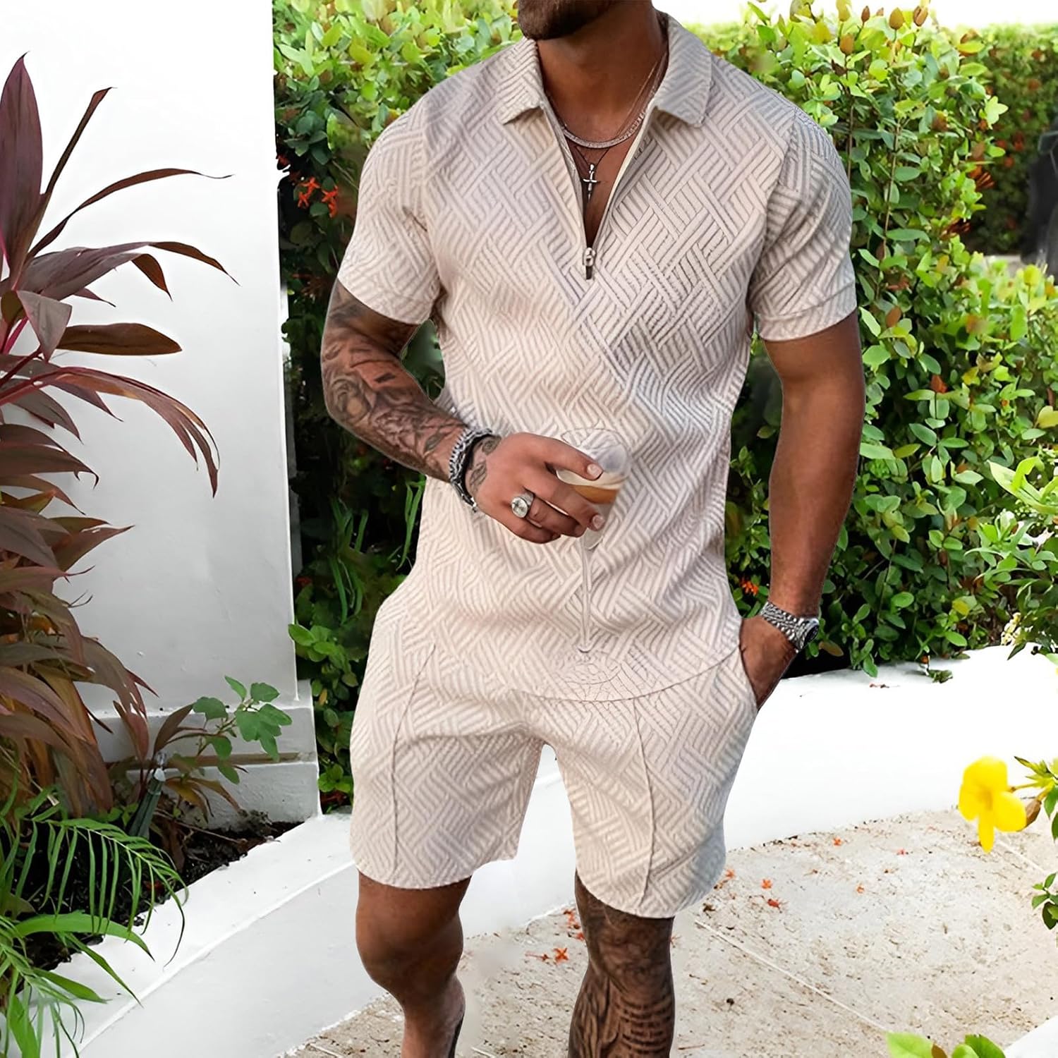Conjunto Esportivo Masculino com Zíper Camiseta e Short