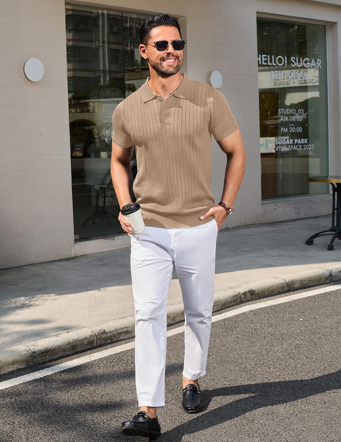 Camisa Polo Masculina de Malha Manga Curta Casual