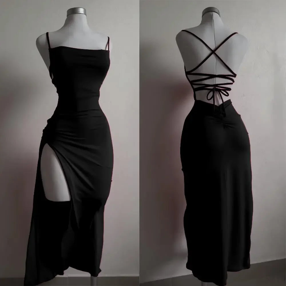 Vestido Longo Tubinho Alça Fina Decote Ombro a Ombro